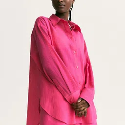 H&M Women Pink Linen-Blend Pull-On Shorts-image-99