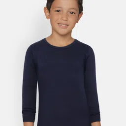 Kanvin Boys Pack of 2 Navy Blue Ribbed Thermal T-shirts-12