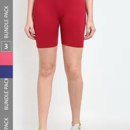 Jinfo Women Pack Of 3 Mid-Rise Yoga Sports Shorts-picture-57