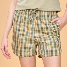 Enamor Women Mid-Rise Checked Cotton Lounge Shorts-picture-4