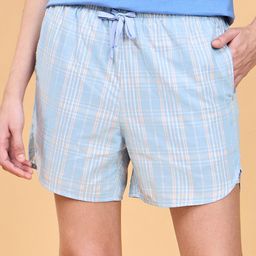 Enamor Women Checked Mid Rise Cotton Lounge Shorts-image-46