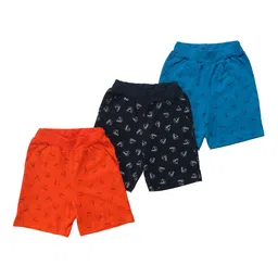 Clothe Funn Boys Pack Of 3 Conversational Printed Cotton Shorts-image-40