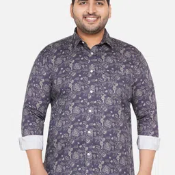 John Pride Plus Size Men Blue Floral Printed Casual Shirt-95