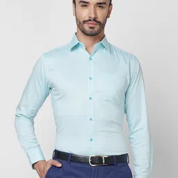 Raymond Spread Collar Long Sleeves Checked Pure Cotton Shirts-image-6