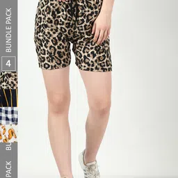 BAESD Women Pack Of 4 Printed High-Rise Regular Shorts-47