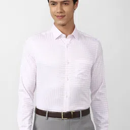 Peter England Elite Men White Grid Tattersall Checks Checked Cotton Formal Shirt-image-39
