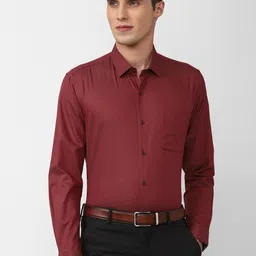 Peter England Men Maroon Solid Formal Shirt-image-31