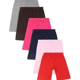 Bodycare Kids Girls Pack Of 6 Assorted Solid Shorts-image-17
