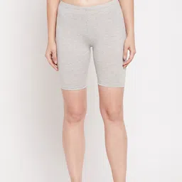 Hypernation Women Grey Melange Lounge Shorts-picture-40