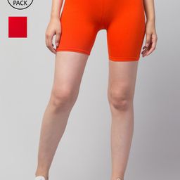 Apraa & Parma Women Orange Slim Fit Cycling Sports Shorts-image-79
