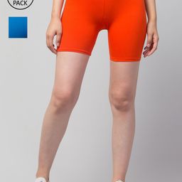 Apraa & Parma Women Orange Slim Fit Cycling Sports Shorts-image-84