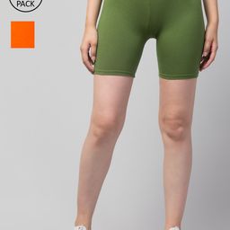 Apraa & Parma Women Orange Slim Fit Cycling Sports Shorts-image-88