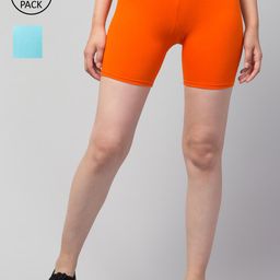 Apraa & Parma Women Orange Slim Fit Cycling Sports Shorts-image-86
