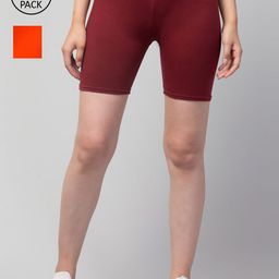 Apraa & Parma Women Orange Slim Fit Cycling Sports Shorts-image-82