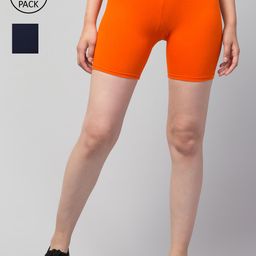 Apraa & Parma Women Pack Of 2 Slim Fit Cotton Cycling Shorts-picture-24