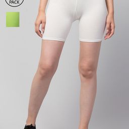 Apraa & Parma Women Pack Of 2 White Slim Fit Cycling Sports Shorts-image-49