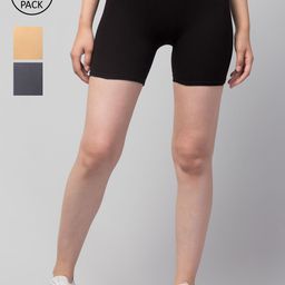 Apraa & Parma Women Pack of 3 Slim Fit Cycling Sports Shorts-picture-22