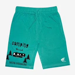 KiddoPanti Boys Teal Typography Printed Pure Cotton Shorts-picture-15