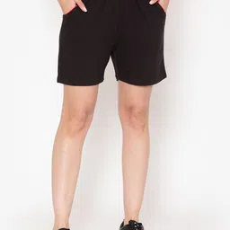 BODYACTIVE Women Black Cotton Sports Shorts-image-80