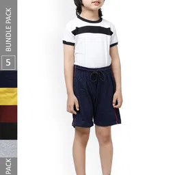 IndiWeaves Boys Pack of 5 High-Rise Sports Shorts-image-91