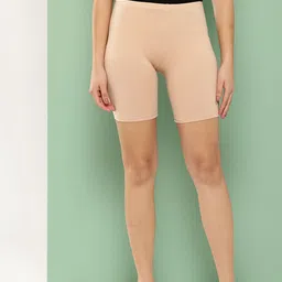Leading Lady Women Beige Solid Regular Fit Sports Shorts-10
