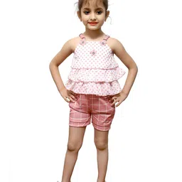 BAESD Girls Printed Shoulder Straps Top with Shorts-image-100