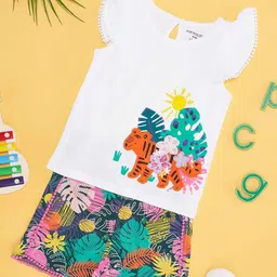 Pantaloons Baby Infants Girls Printed Pure Cotton Top with Shorts-picture-6