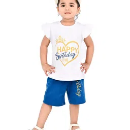 BAESD Girls Typography Printed Flutter Sleeves Pure Cotton T-Shirt With Shorts-image-20