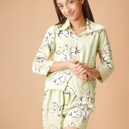 Unique Designers Girls Floral Printed Shirt Collar Top with Shorts-image-82
