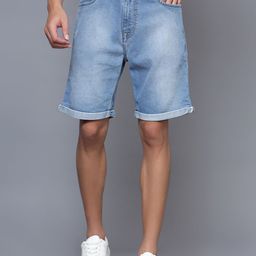 Cantabil Men Mid-Rise Knee Length Washed Cotton Denim Shorts-image-7