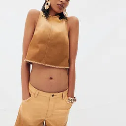 H&M Women Pure Cotton Frayed-Edge Bermuda Shorts-picture-19