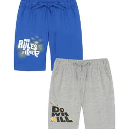 KiddoPanti Boys Pack of 2 Typography Printed Pure Cotton Regular Shorts-image-99