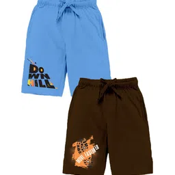 KiddoPanti Boys Pack of 2 Typography Printed Pure Cotton Regular Shorts-image-100