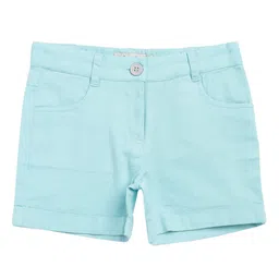 Fabindia Girls Turquoise Blue Denim Shorts-image-95