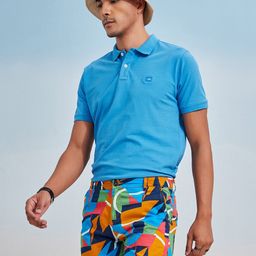 Red Flame Men Geometric Printed Pure Cotton Shorts-image-3