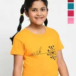 BAESD Girls Pack Of 5 Printed Cotton T-shirts-image-4
