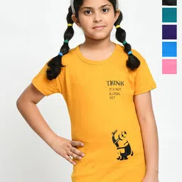 BAESD Girls Pack Of 6 Printed Cotton T-shirts-image-48