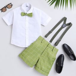 BAESD Infant Boys Shirt With Checked Shorts & Suspenders-50