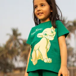 Nap Chief Girls Lion King Printed Pure Cotton T-shirt With Shorts-image-61