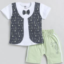 Toonyport Boys Printed Pure Cotton T-shirt with Shorts And Waistcoat-image-99
