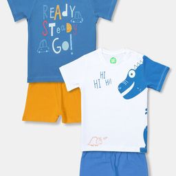 YK Infant Boys Pack of 2 Printed Pure Cotton T-shirt with Shorts-image-18