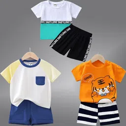 BAESD Kids Pack Of 3 Printed Pure Cotton T-shirt with Shorts-89
