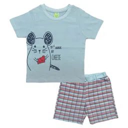 Clothe Funn Boys Printed Round Neck Shorts Sleeves Pure Cotton T-Shirt With Shorts-image-6