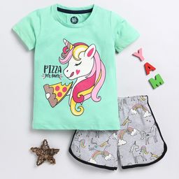 YK Girls Graphic Printed T-shirt with Shorts-picture-9