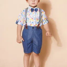 Aj DEZInES Boys Printed Shirt with Shorts & Suspenders Clothing Set-image-93