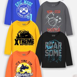 YK X Trampoline Boys Typography 5 Printed Applique T-shirt-image-56