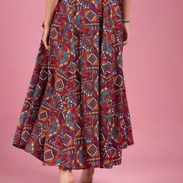 Deewa Abstract Printed Flared Maxi Skirts image 2
