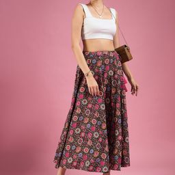Deewa Abstract Printed Flared Maxi Skirts image 4