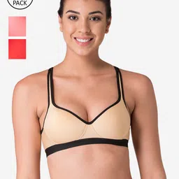 KOMLI Women Pack Of 3 Medium Padded Workout Sports Bra-32
