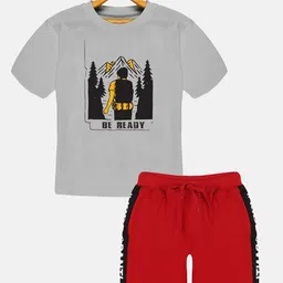 KiddoPanti Boys Graphic Printed Pure Cotton T-shirt With Shorts-image-24